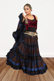 Block print skirt Barock Blue