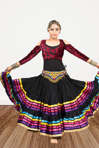 Black multi Trim Skirt