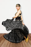 Block print Assuit pattern skirt black/silver foil printing