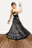 Block print Assuit pattern skirt black/silver foil printing