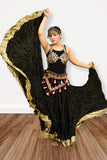 Lurex solid Skirt black with gold border