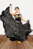 Block print Assuit pattern skirt black/silver foil printing