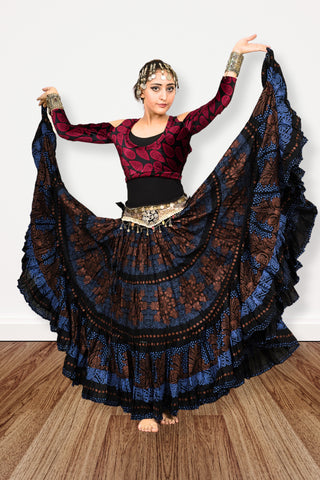 Block print skirt Barock Blue