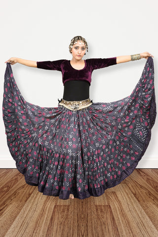 Block print Jaipur skirt burgundy dots WS