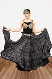 Block print Assuit pattern skirt black/silver foil printing