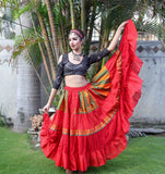 Red multi Sari border Skirt