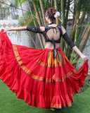 Red multi Sari border Skirt