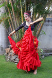 Red multi Sari border Skirt
