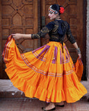Yellow multi Sari border Skirt