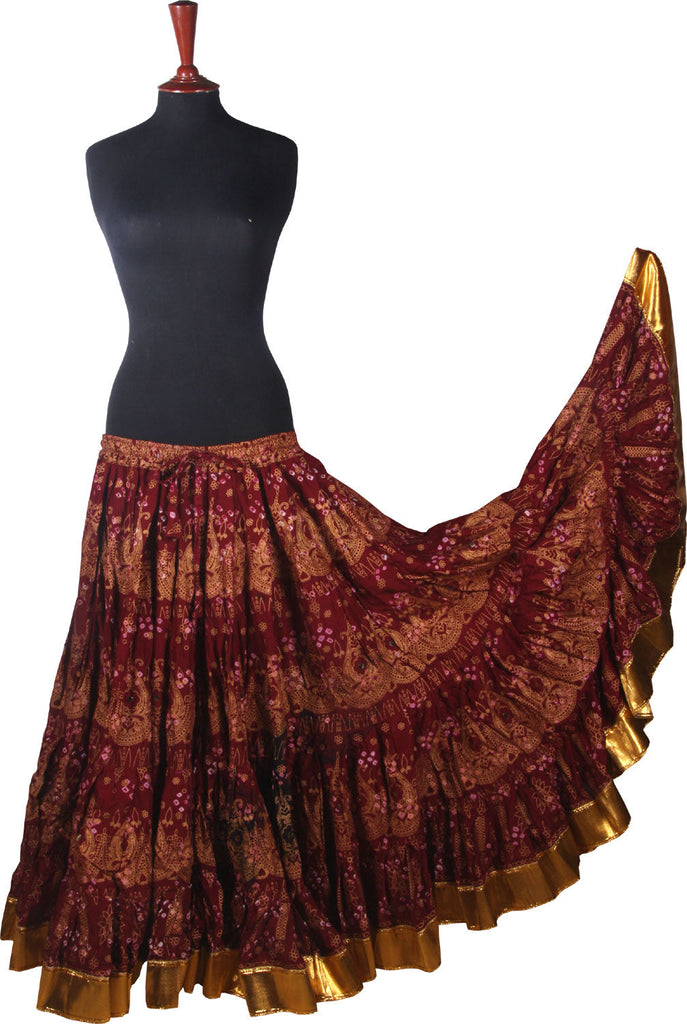 Block print skirt Jaipur Beauty 4 Border skirt with shiny trim WS