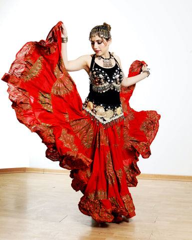 Sequins net Bra Belt set with Gold Paisley Patches