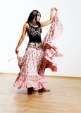 Block print skirt Pink embroidered with mirrors