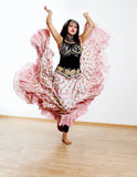 Block print skirt Pink embroidered with mirrors