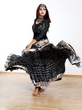 Block print Assuit pattern skirt black/silver with shiny silver border