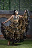 Block print Assuit pattern skirt Oriental Border Black/Gold