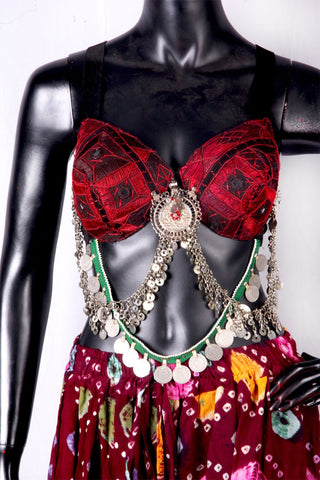 Double Drape Embroidery Bra With Double Drape