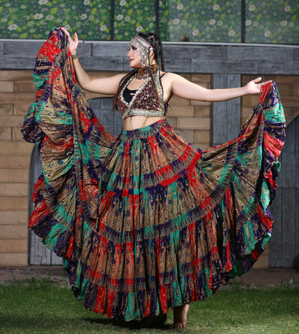Block print skirt tie dye Beauty 4 Border skirt multi