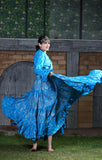 Block print skirt Blue with Silver Design