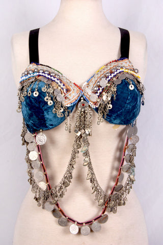 Double Drape Bra Belt Blue