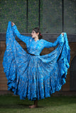 Block print skirt Blue with Silver Design