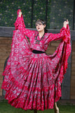 Block print skirt Pink with Silver Design