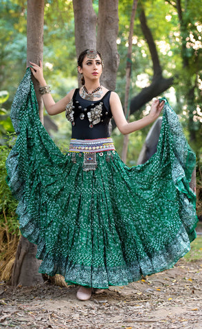 Jodha Maharani Skirt green