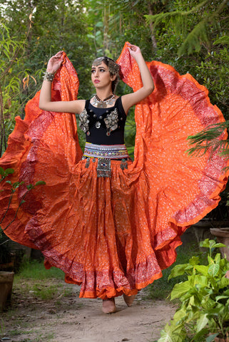 Jodha Maharani Skirt Orange