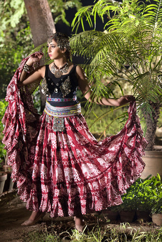 Digital print Skirt elephant burgundy
