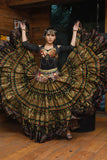 Block print skirt black beauty with padma border
