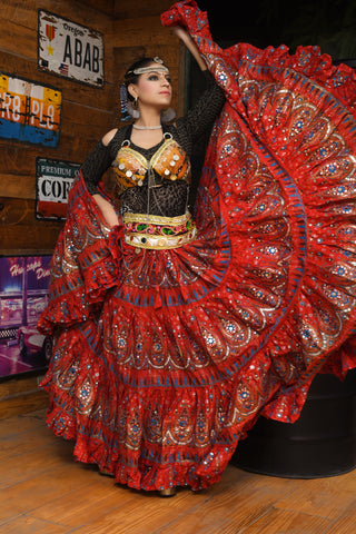 Block print beauty skirt Red