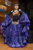 Block print assuit skirt blue/silver in polyester