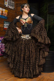Block print assuit skirt brown/gold in polyester