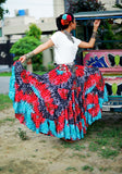 Block print skirt Summer Collection Light Green cum Turquoise /Fushia Red/ Black.