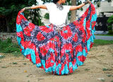 Block print skirt Summer Collection Light Green cum Turquoise /Fushia Red/ Black.