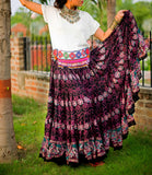 Block print skirt magenta/pink