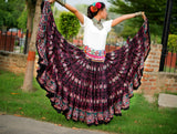 Block print skirt magenta/pink