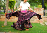 Block print skirt magenta/pink