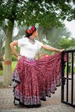 Block print skirt burgundy