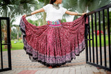 Block print skirt burgundy