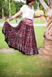 Block print skirt magenta
