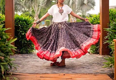 Blockprint Skirt Tulip