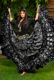 Block print Assuit pattern skirt Oriental Border Black/White