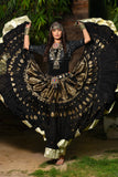 Black Jacquard skirt with gold border