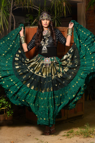 Green banarsi skirt