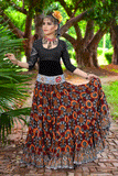 Block print skirt oriental sunset