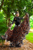 Block print skirt oriental sunset