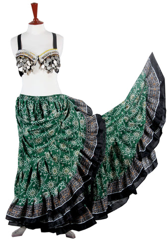 Block Print Skirt Green/black