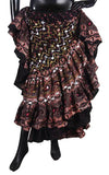 Block print skirt embroidered with mirrors