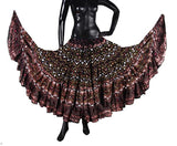 Block print skirt embroidered with mirrors