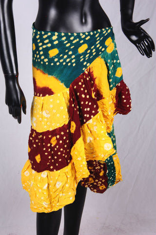 Jaipur chunri Wrap skirt Green/Brown/Yellow